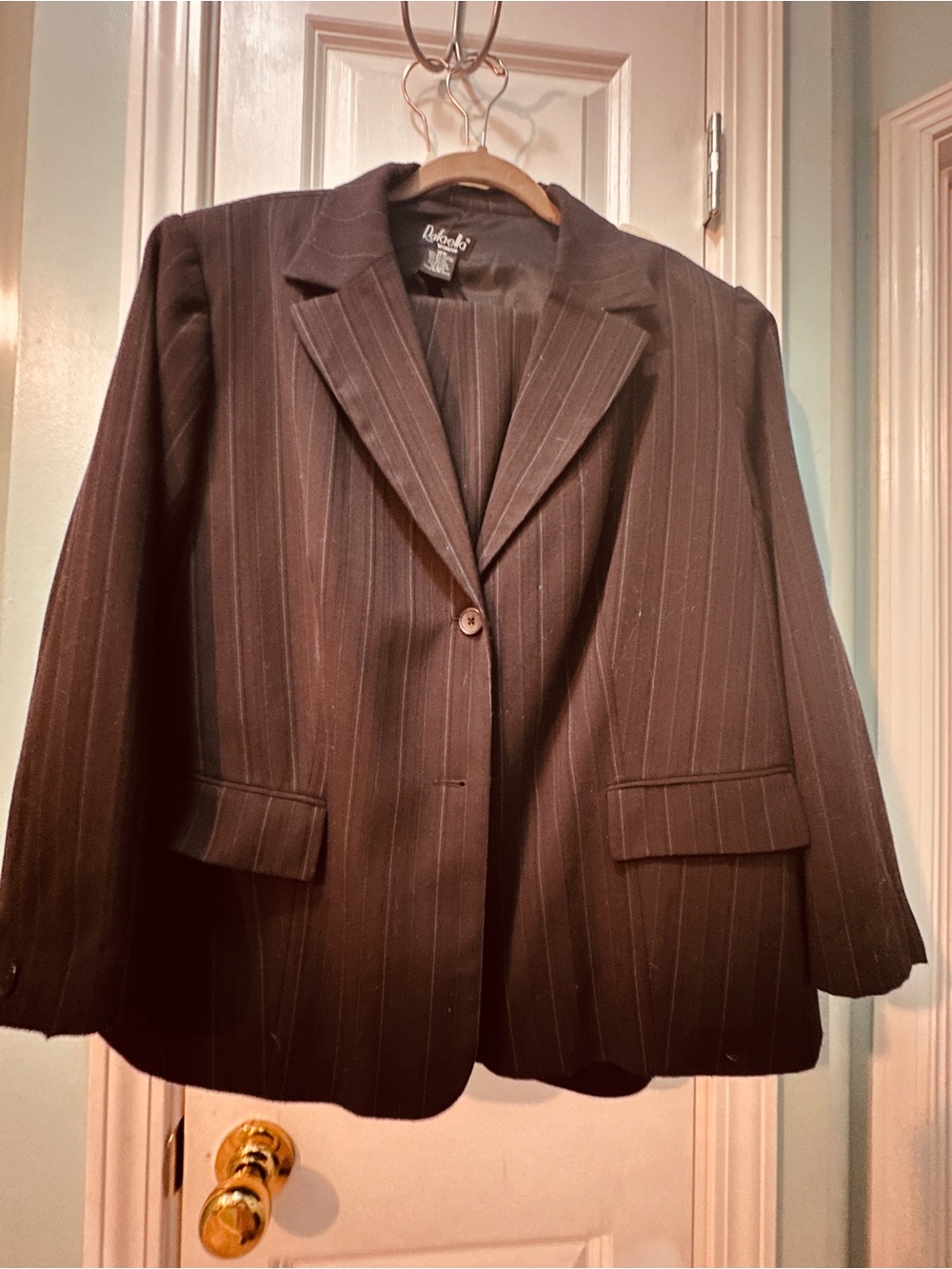 Rafaella Navy Pinstripe Single-Button Blazer